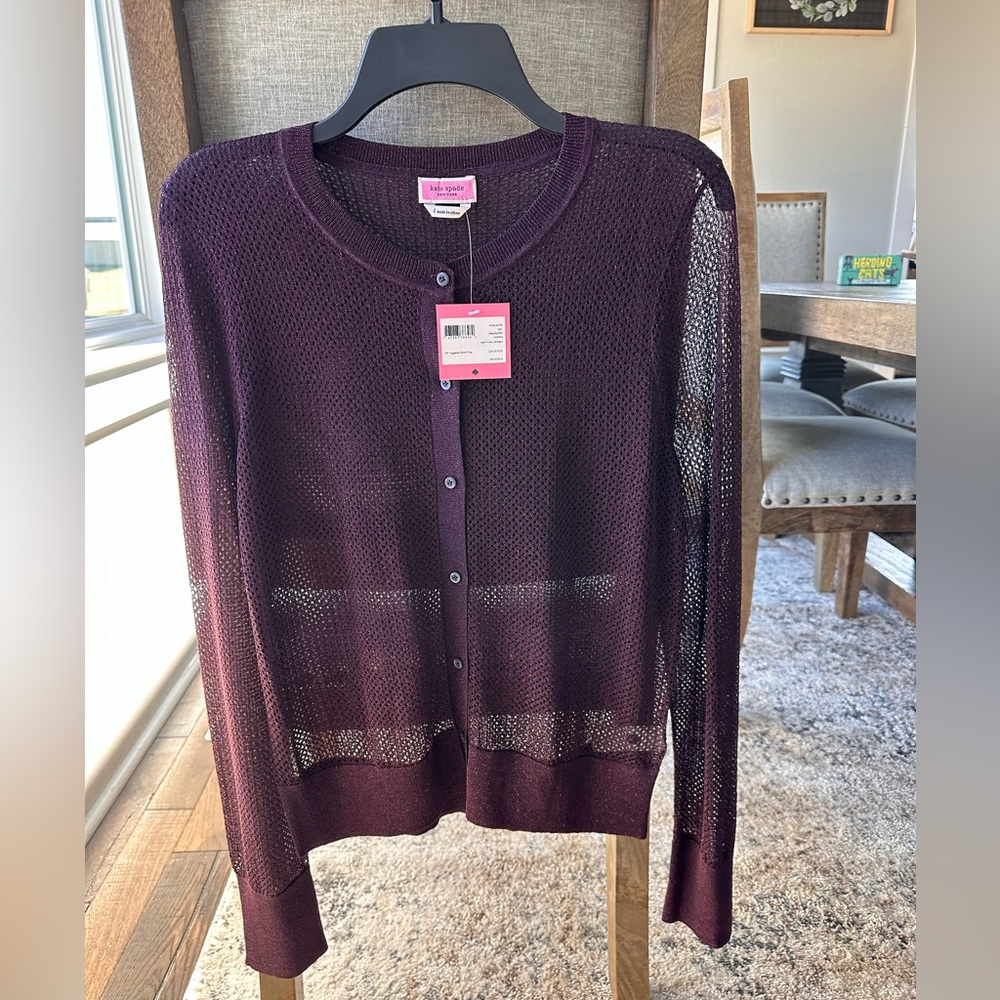 BNWT Kate Spade Plum Cardigan - L - fits more like a medium